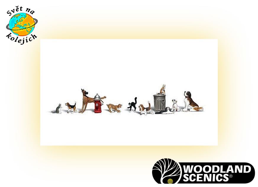 Woodland Scenics HO Scale Dogs & Cats – A1841 – Japan Import, Mint Condition
