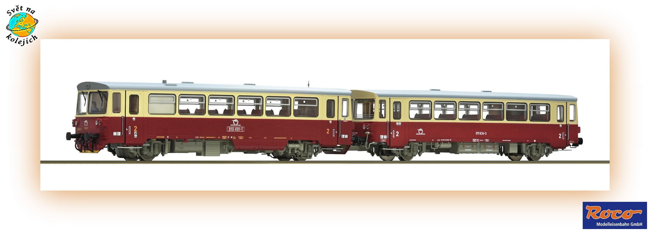 ROCO 7700023 H0 - MOTOROVÝ VŮZ 810 491-1 + PŘÍPOJNÝ VŮZ, ZSSK