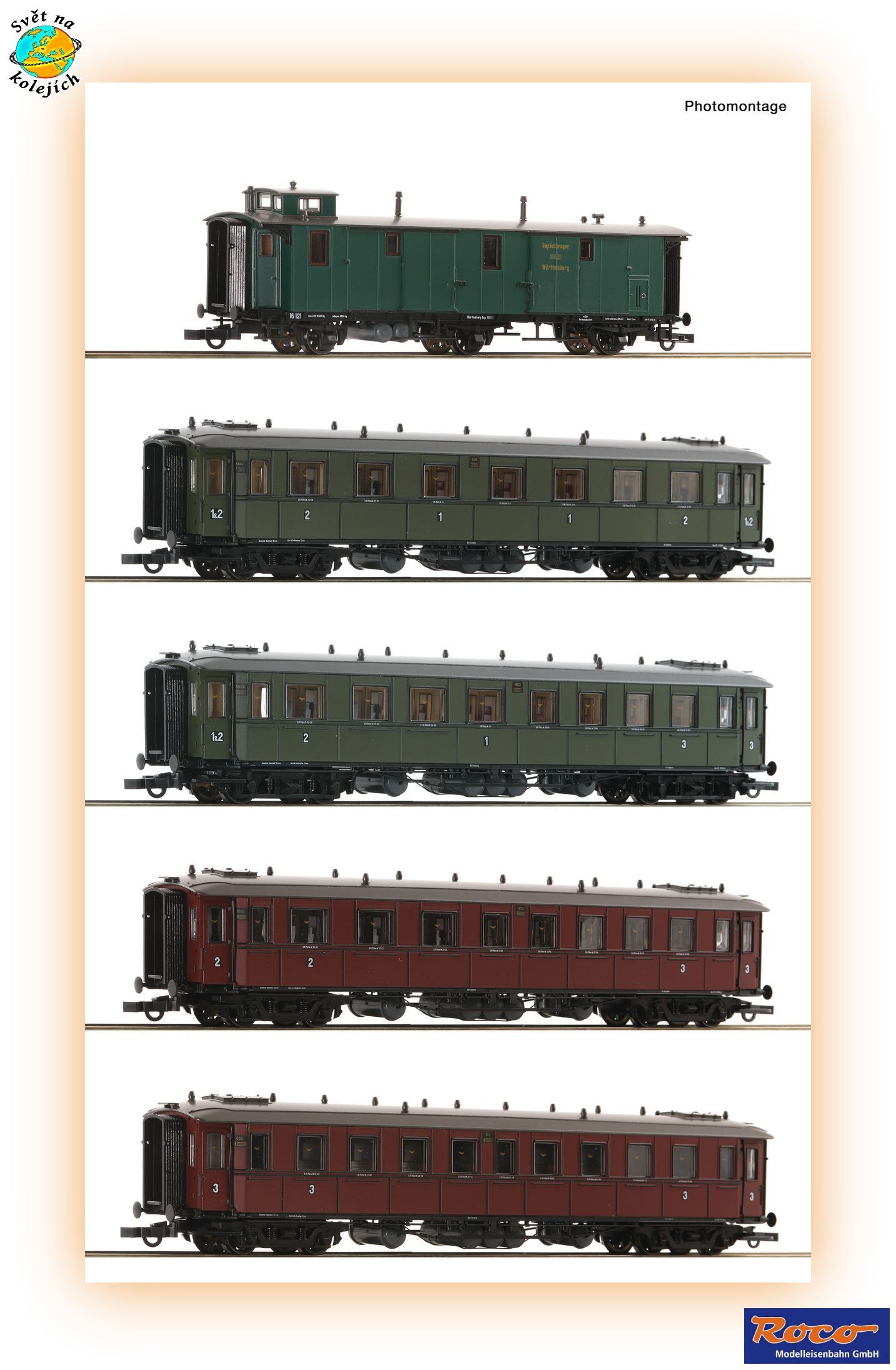 ROCO 6200076 H0 - SET RYCHLÍKOVÝCH VOZŮ "Württemberg",  K.W.St.E.