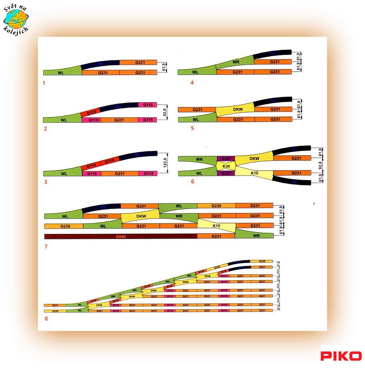 PIKO 55418 HO - OBLOUKOVÁ KOLEJ  R2 / 7,5° S PODLOŽÍM