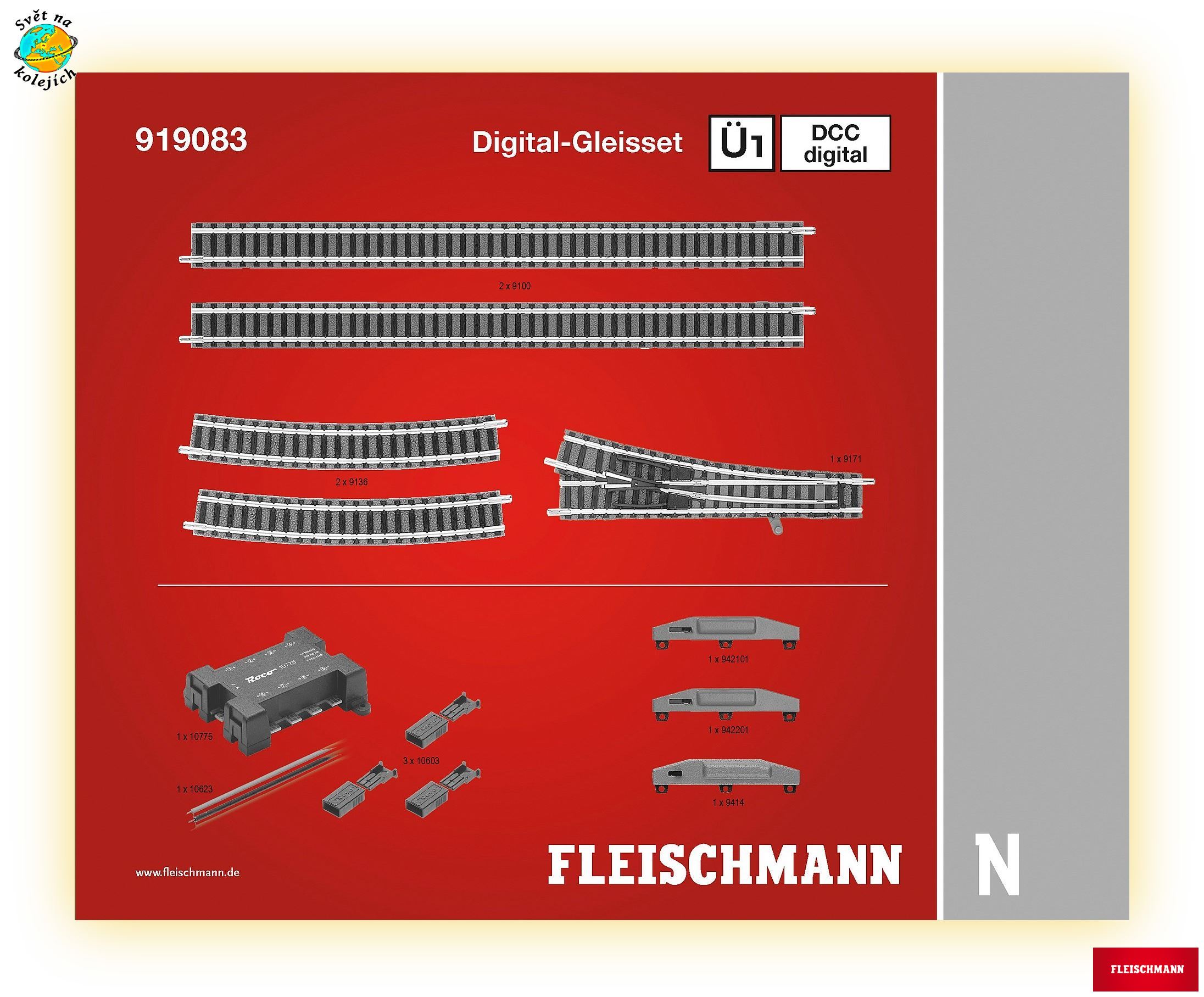 FLEISCHMANN 919083 N -  SET KOLEJÍ Ü1 S DIGITALNÍM OVLÁDÁNÍM, Ü1 DIGITÁL