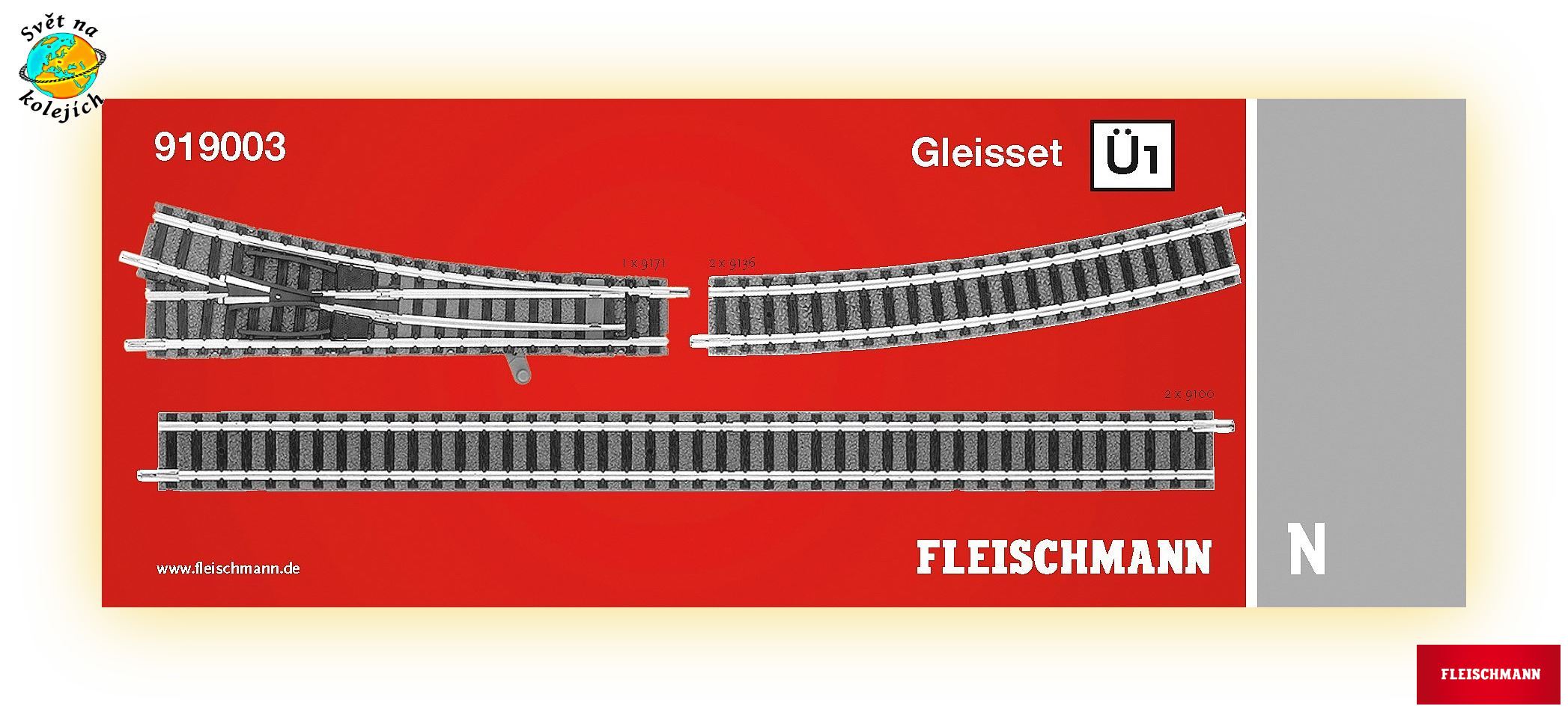 FLEISCHMANN 919003 N -  SET KOLEJÍ FLEISCHMANN S PODLOŽÍM, Ü1