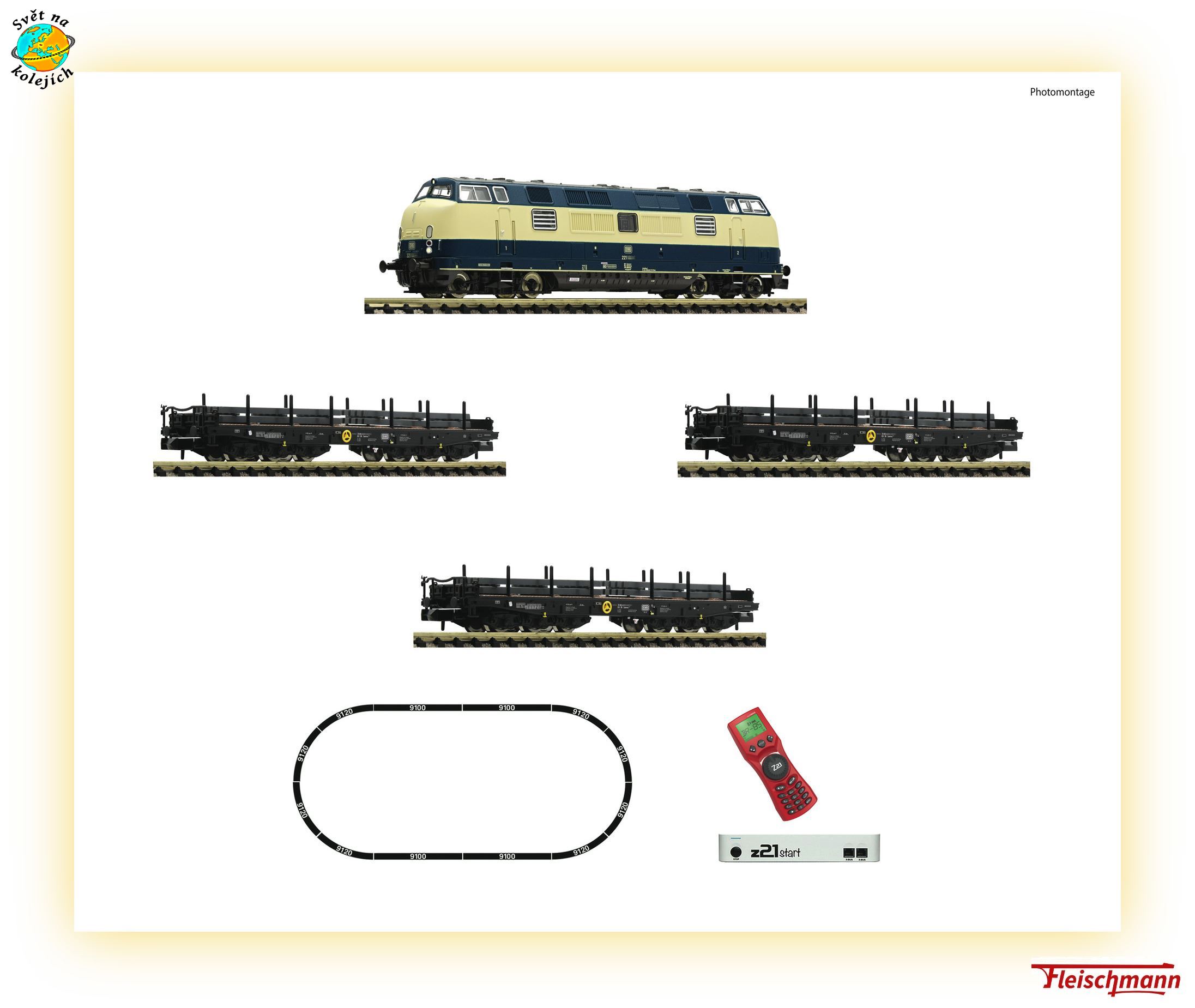 FLEISCHMANN 931902 N - DIGITÁLNÍ START SET NÁKLADNÍ VLAK S LOK BR 221, DB 