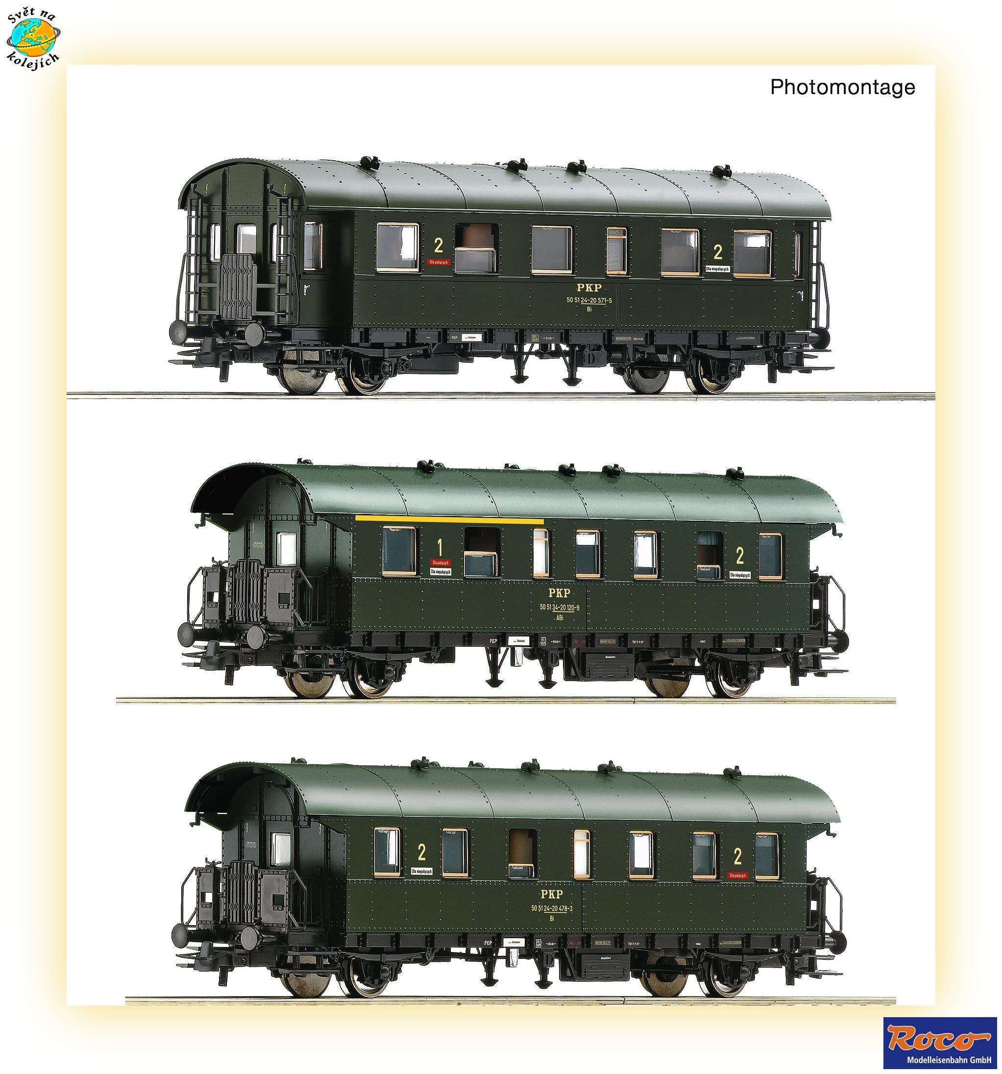 ROCO 74019 HO - SET OSOBNÍCH VOZŮ "Donnerbüchsen", PKP