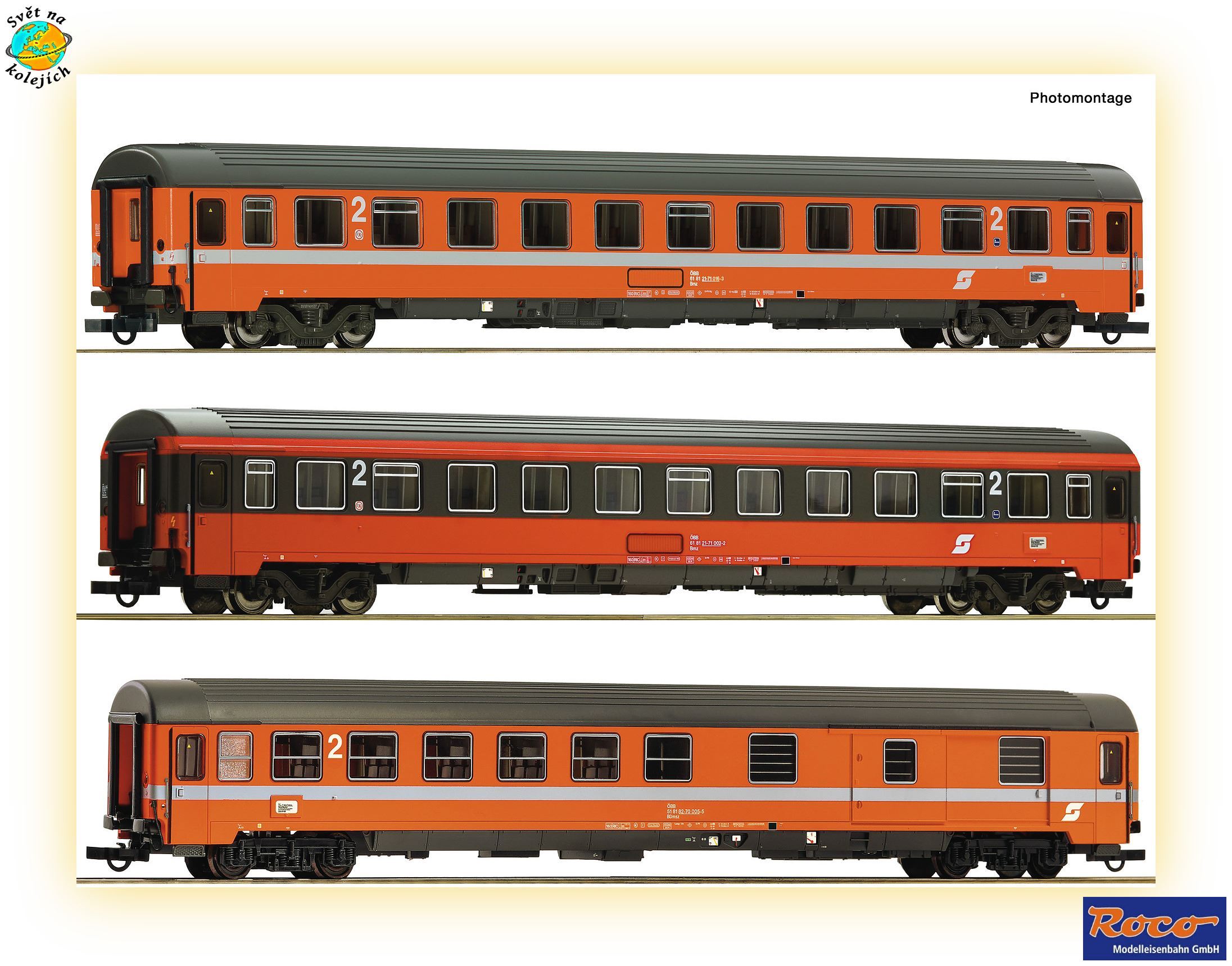 ROCO 74043 HO - TŘÍDÍLNÝ SET "1" EC 60 "Maria Theresia", ÖBB