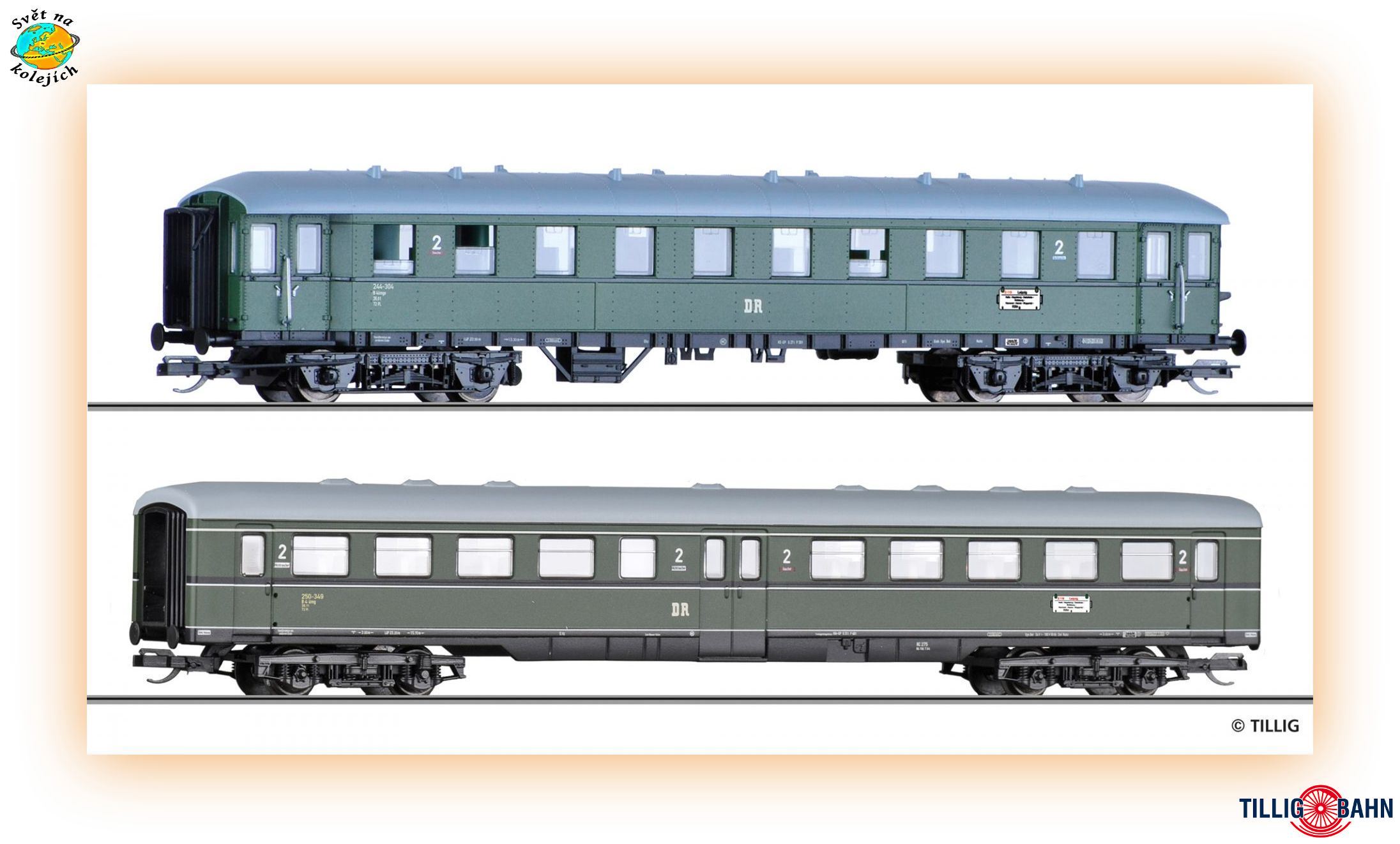 TILLIG 01084E TT - SET OSOBNÍCH VOZŮ "D 118 Leipzig-Cologne", DR