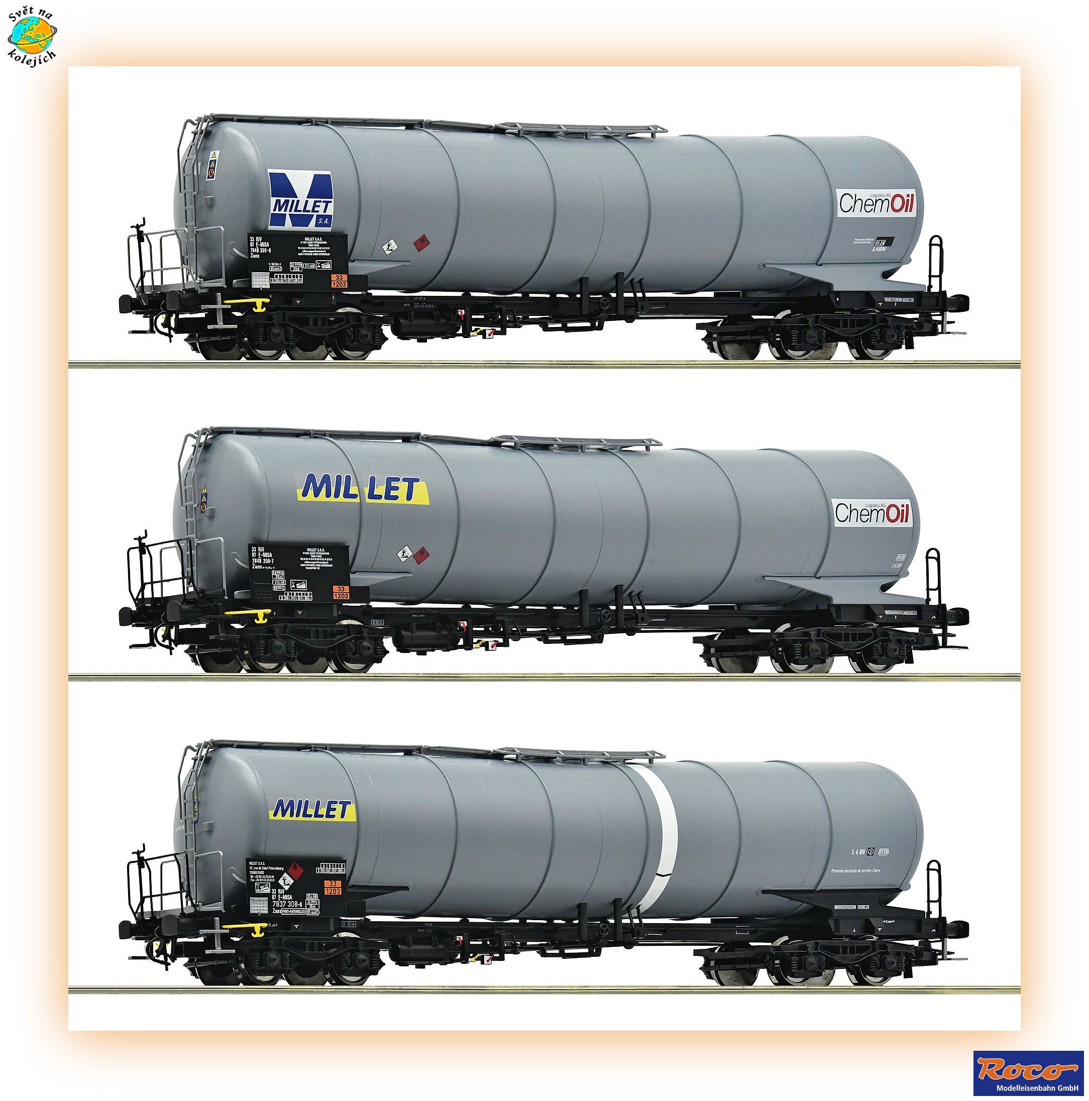ROCO 6600091 HO - SET NÁKLADNÍCH VOZŮ Zacns, MILLET