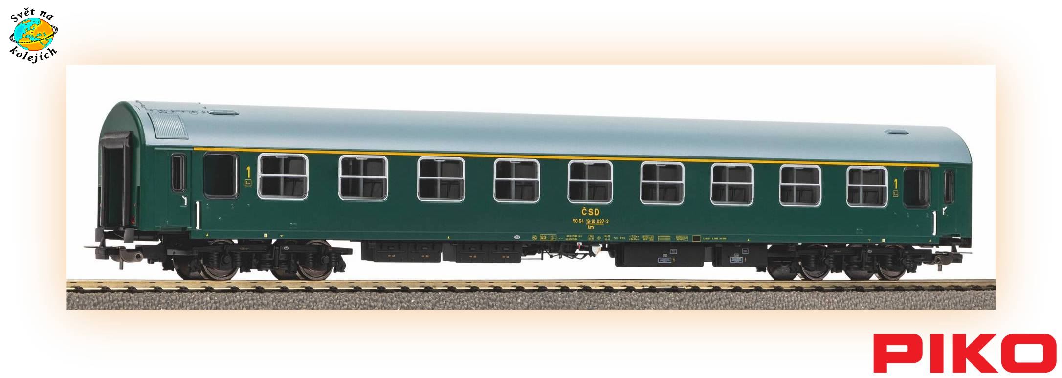 PIKO 58567 H0 - RYCHLÍKOVÝ VŮZ Am 1.tř. TYP Y, ČSD