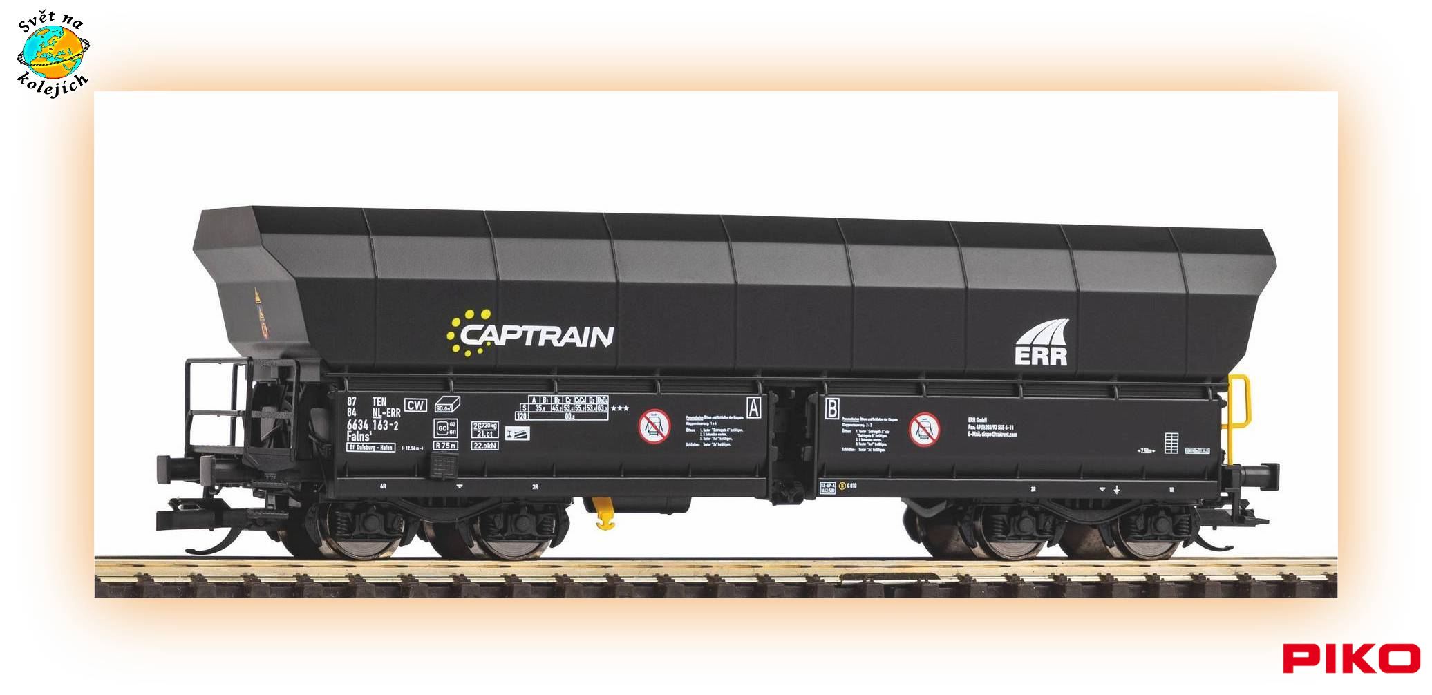 PIKO 47749 TT - VŮZ NA SYPKÉ HMOTY Falns, CAPTRAIN