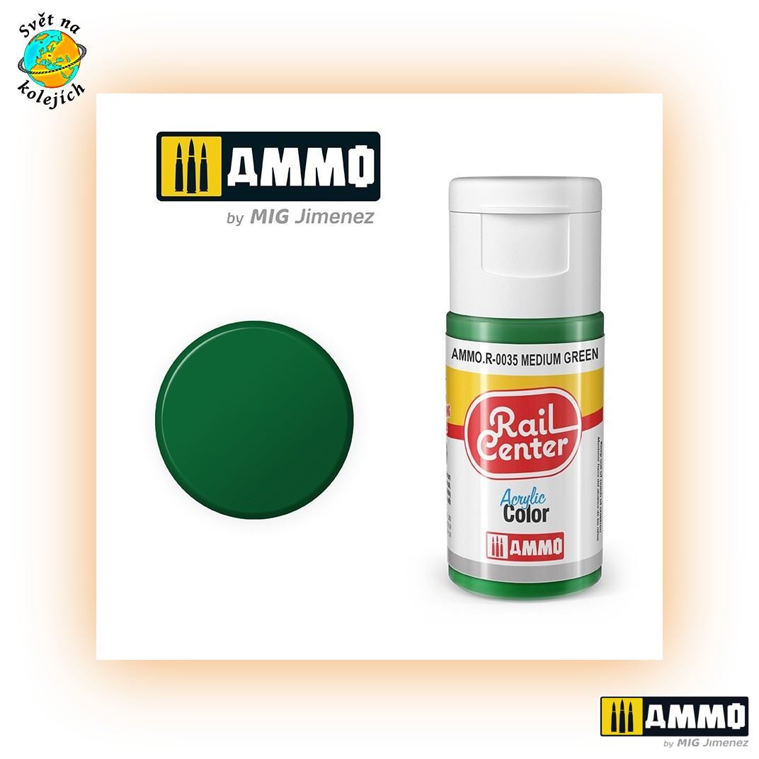 AMMO AMMO.R-0035 - RAIL CENTER, BARVA STŘEDNĚ ZELENÁ, 20ml