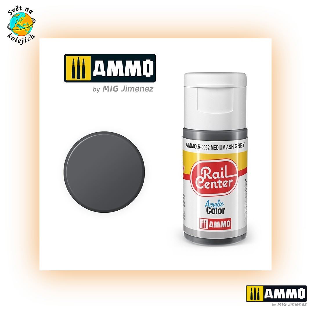 AMMO AMMO.R-0032 - RAIL CENTER, BARVA STŘEDNĚ POPELAVĚ ŠEDÁ, 20ml