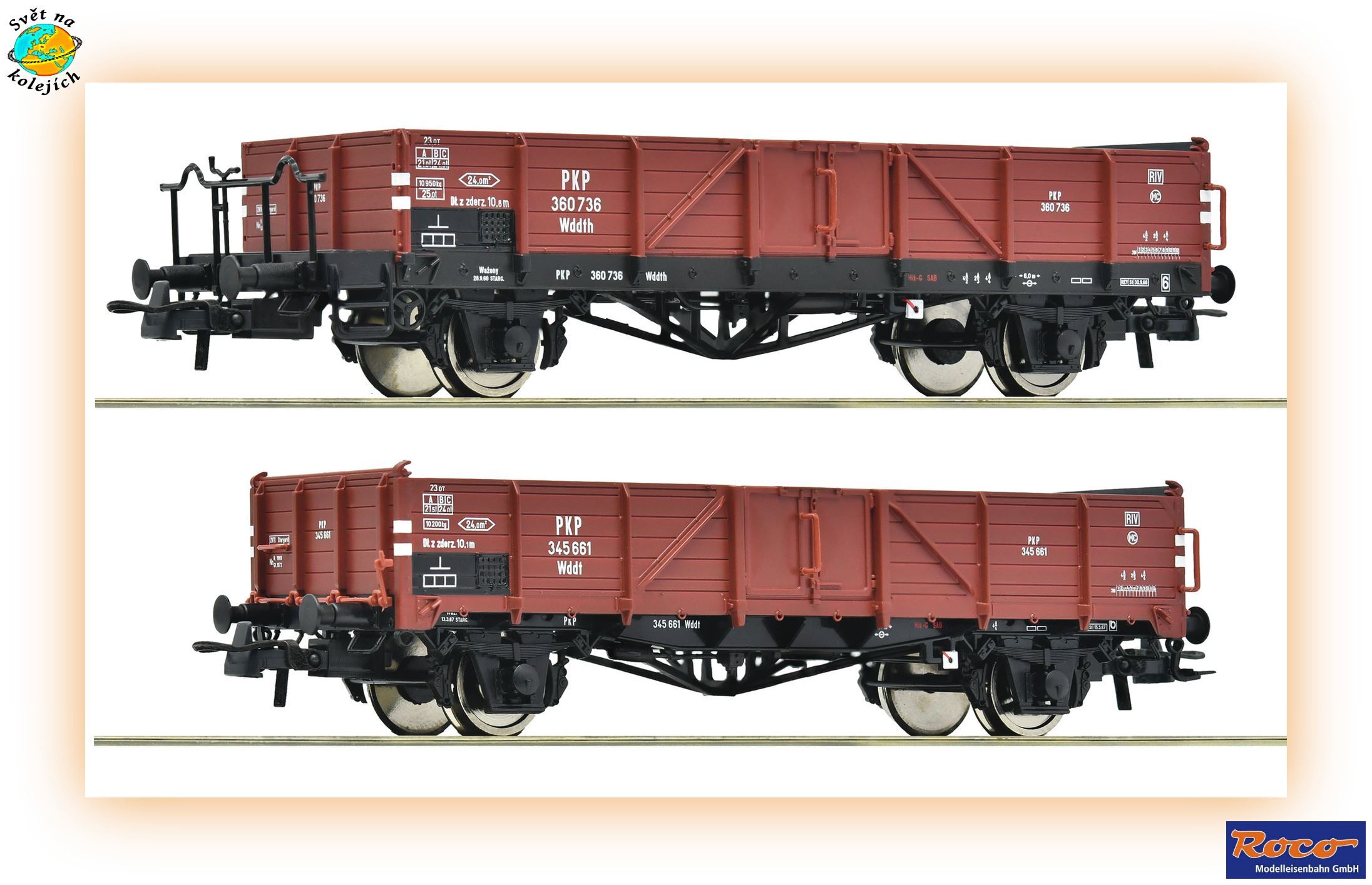 ROCO 6600150 H0 - SET NÁKLADNÍCH VOZŮ typu Wddt, PKP