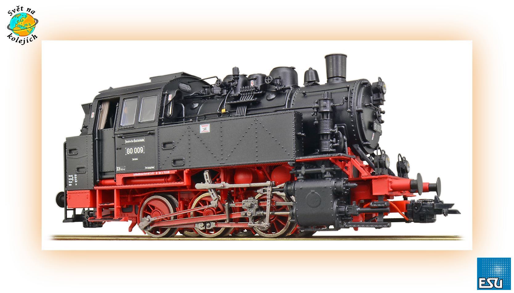 ESU 31653 H0 - PARNÍ LOKOMOTIVA BR 80 009, DR DIGITÁL ZVUK KOUŘ SPŘÁHLO