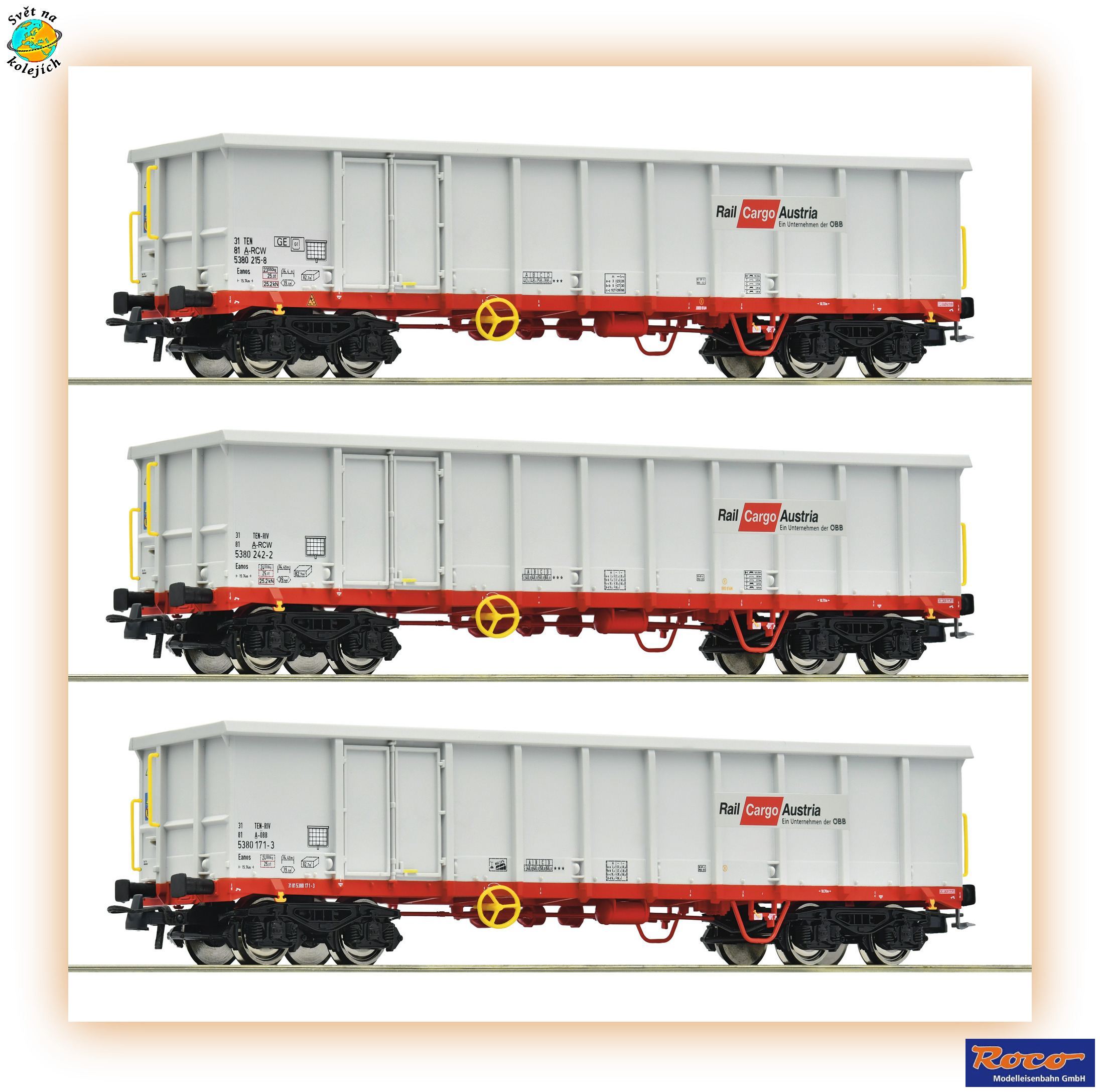 ROCO 6600121 H0 - SET NÁKLADNÍCH VOZŮ Eanos, ÖBB