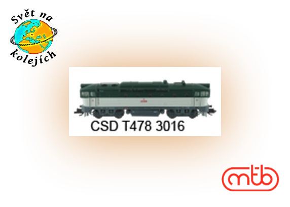 MTB ČSD T478 3016 TT - DIESEL. LOK. T478 "BREJLOVEC", ČSD