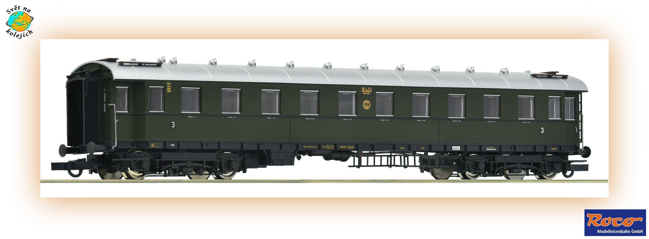 ROCO 6200138 H0 - RYCHLÍKOVÝ VŮZ 3. třídy, typ C4ü-28, DRG