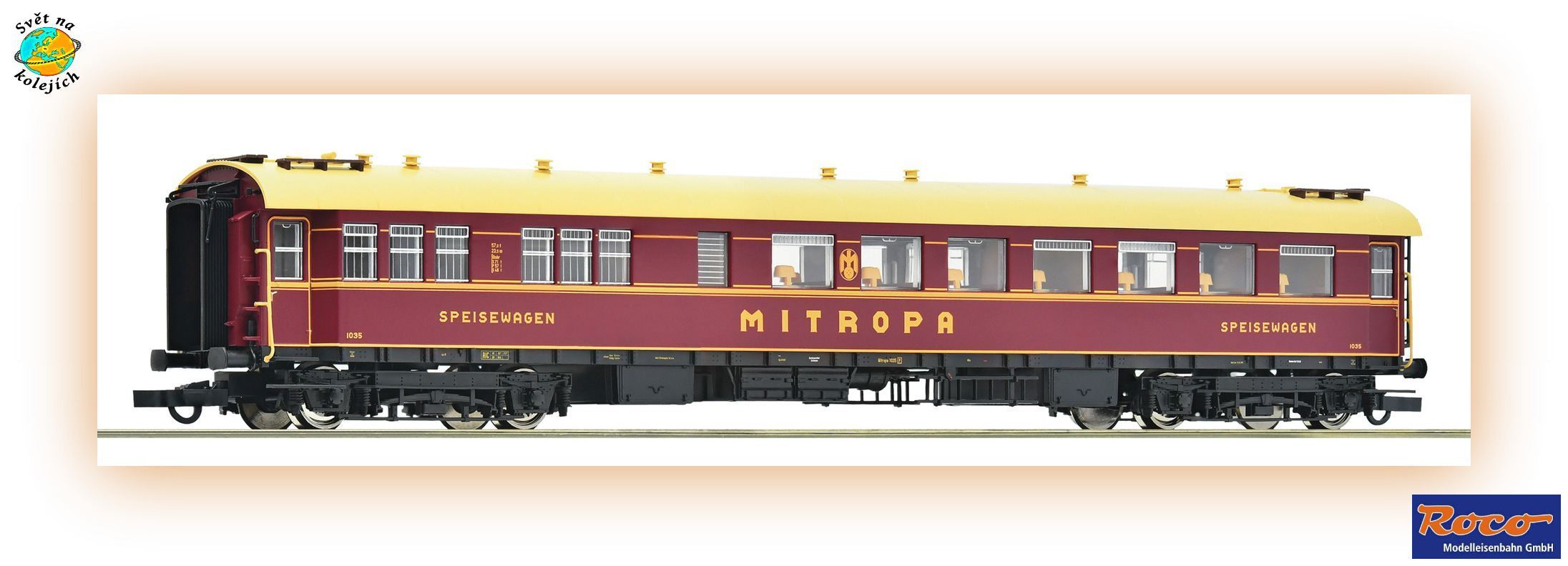 ROCO 6200137 H0 - JÍDELNÍ VŮZ 3. třídy, typ C4ü-28 typu WR4ü-28 "MITROPA", DRG