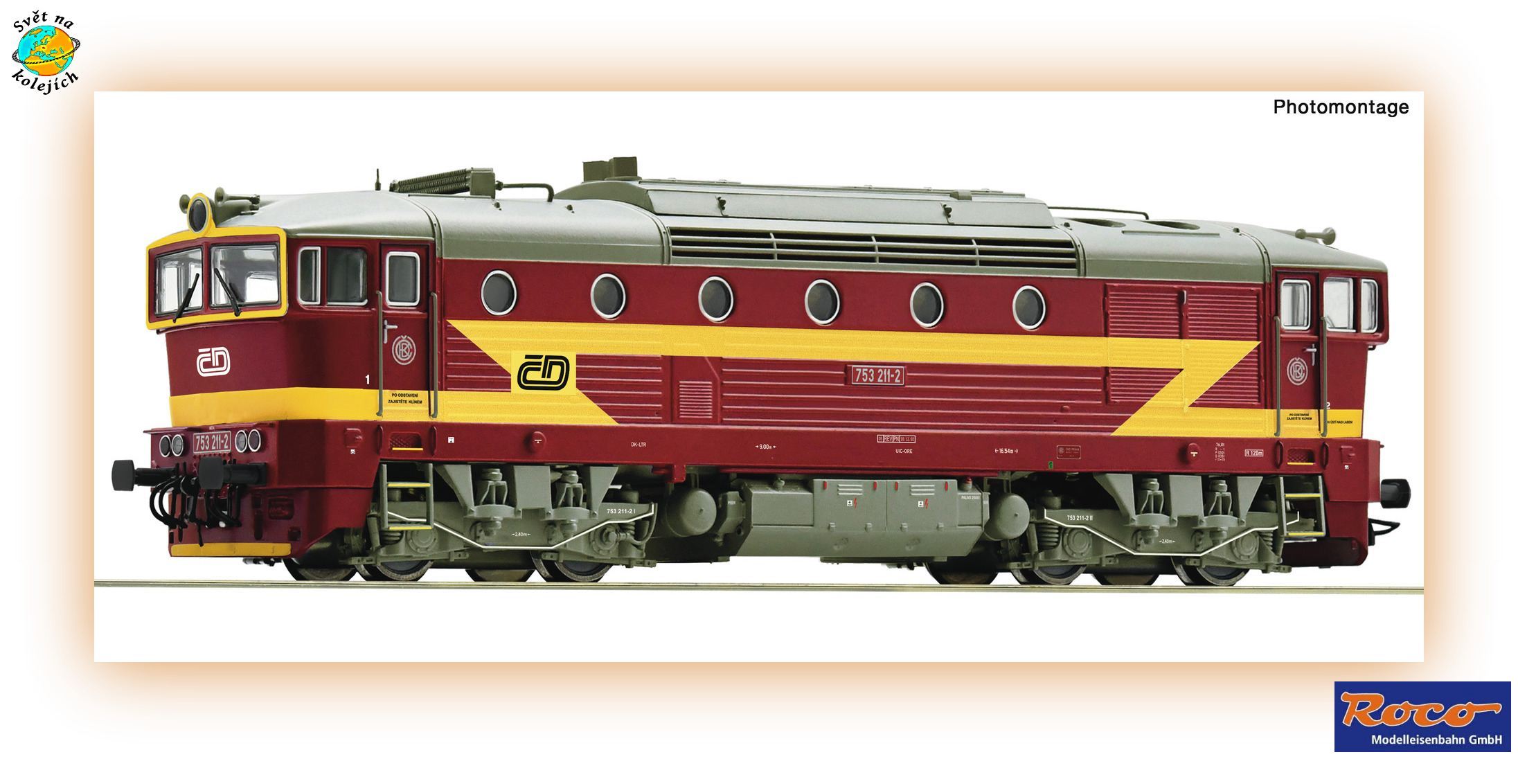 ROCO 7300088 H0 - DIESELOVÁ LOK. "BREJLOVEC" 753 211-2, ČD