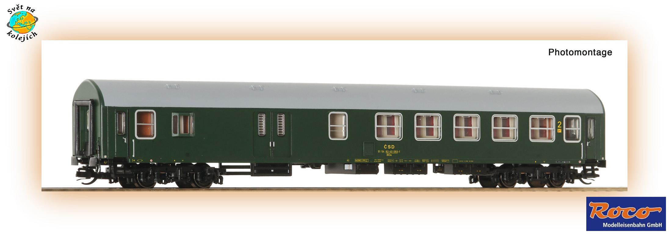 ROCO 6280042 TT - OSOBNÍ VŮZ 2.třídy SE ZAVAZADLOVÝM ODDÍLEM BDa, ČSD