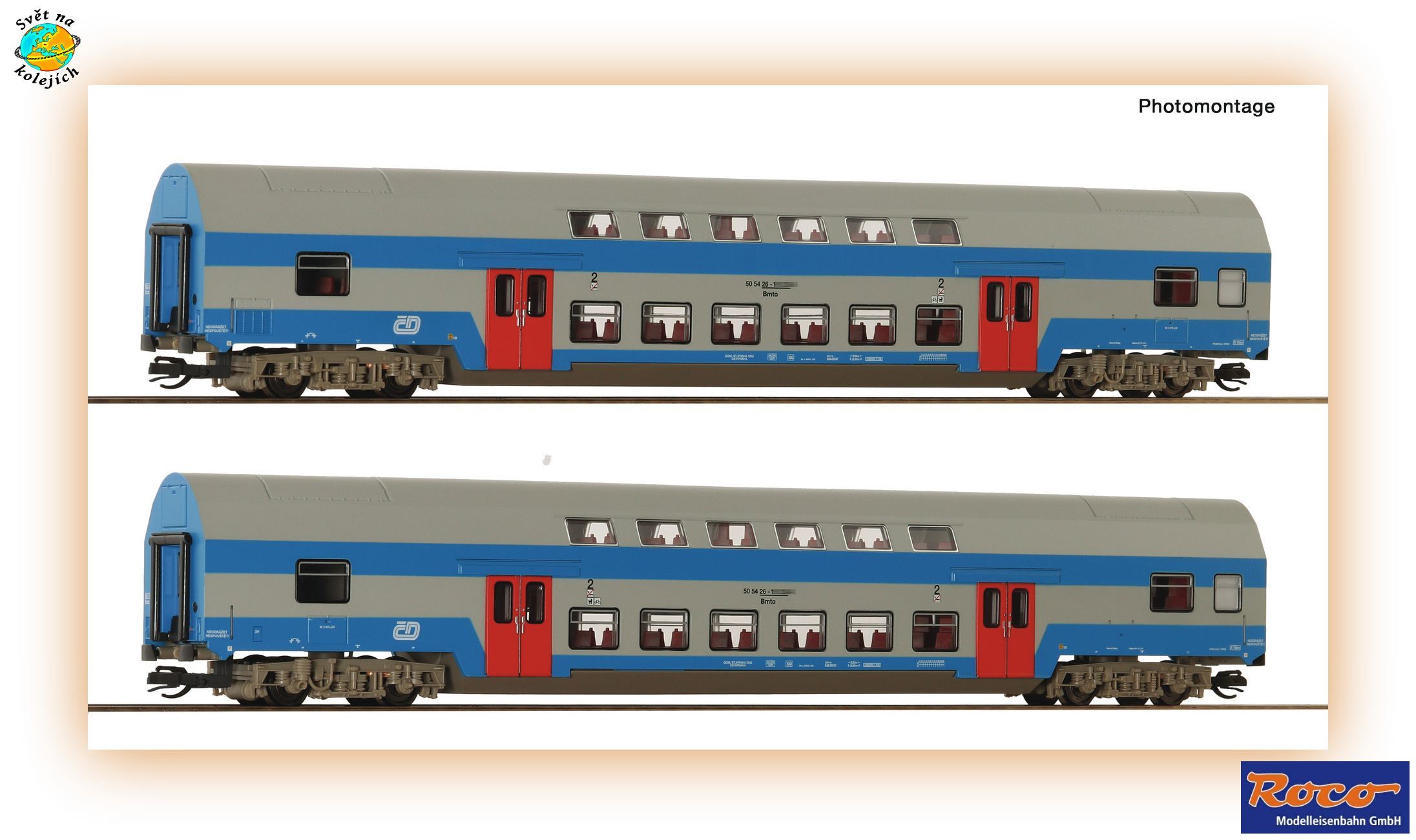 ROCO 6280044 TT - SET OSOBNÍCH DVOUPATROVÝCH VOZŮ typu Bmto, ČD