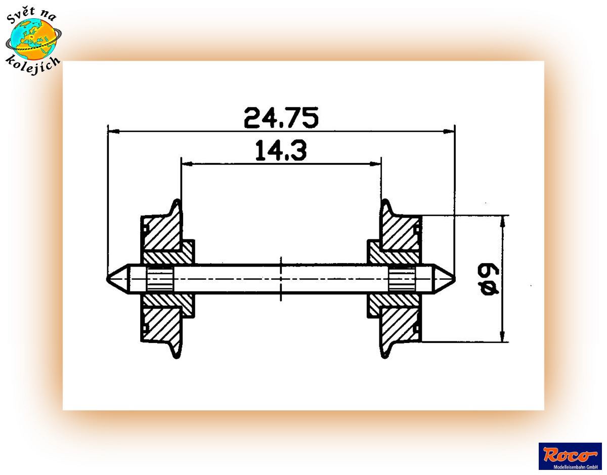 ROCO 40197 HO - DVOJKOLÍ  Ø 9 mm