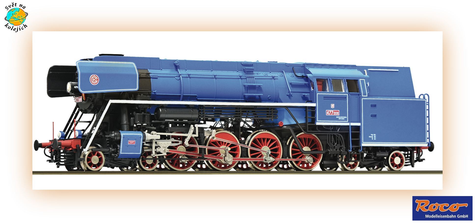 ROCO 7110033 H0 - PARNÍ LOKOMOTIVA "PAPOUŠEK" 477 008, ČSD DIGITÁL ZVUK DYNAMICKÝ KOUŘ