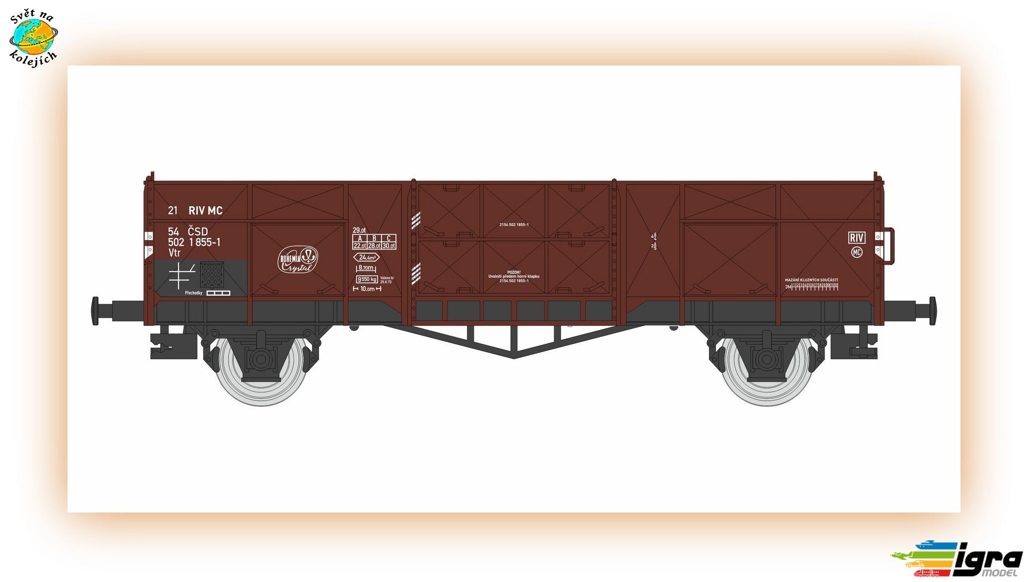 IGRA 96600010 TT - NÁKLADNÍ VŮZ Vtr "SKLÁRNY BOHEMIA", ČSD
