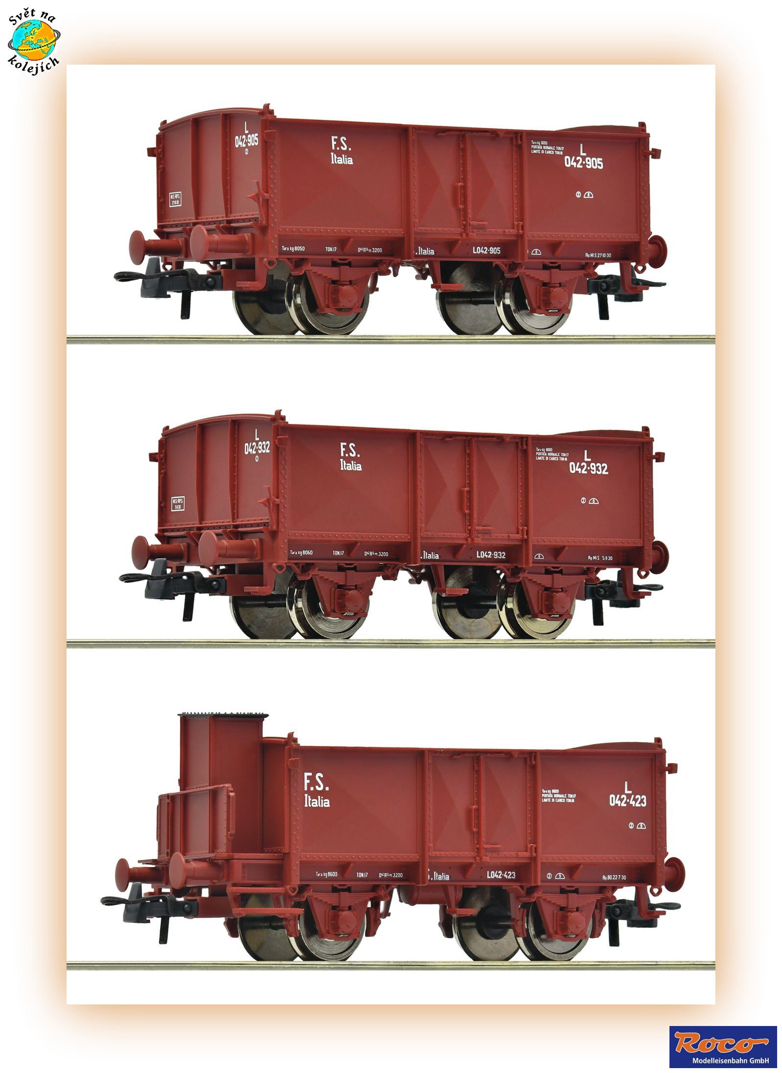 ROCO 6600088 H0 - SET TŘÍ NÁKLADNÍCH OTEVŘENÝCH VOZŮ, FS