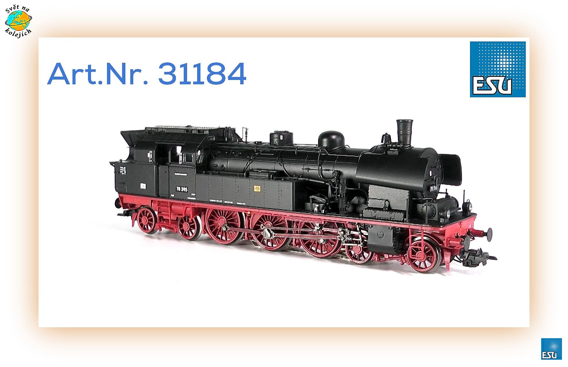 ESU 31184 H0 - PARNÍ LOKOMOTIVA 78 395 DR DIGITÁL ZVUK KOUŘ SPŘÁHLO