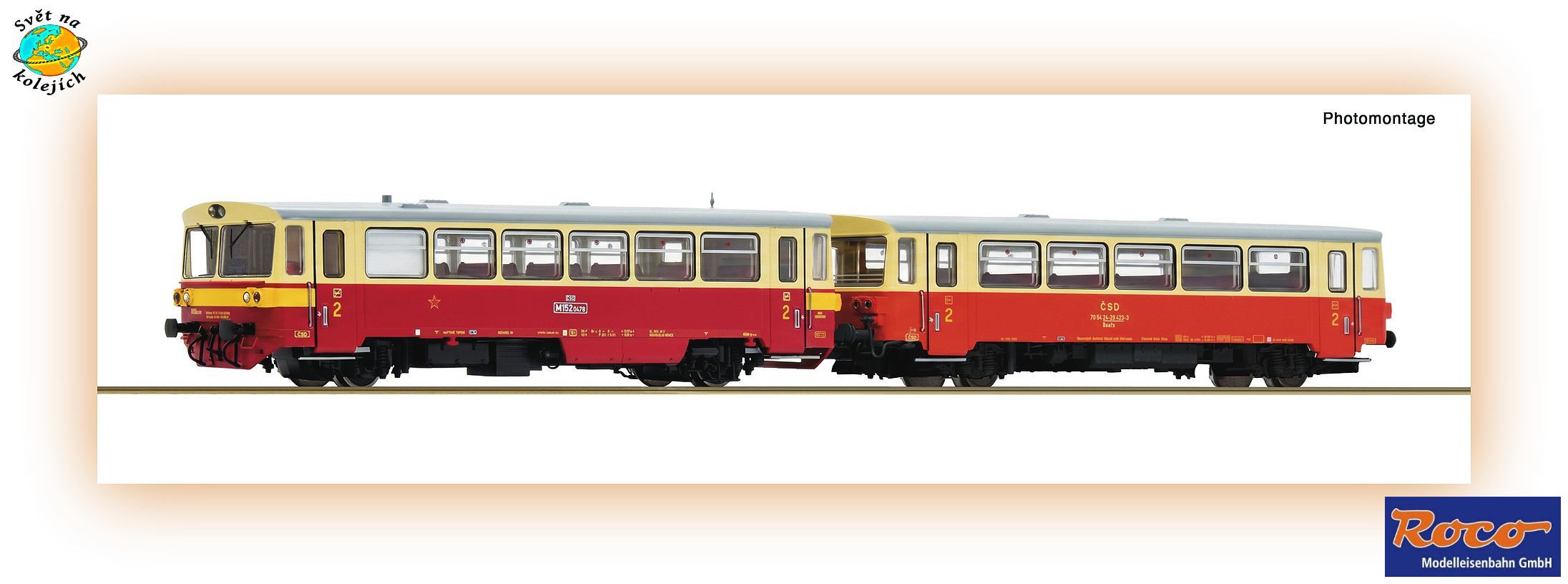 ROCO 7790011  TT - MOTOROVÝ VŮZ M 152.0478 + PŘÍPOJNÝ VŮZ Baafx, ČSD DIGITÁL ZVUK