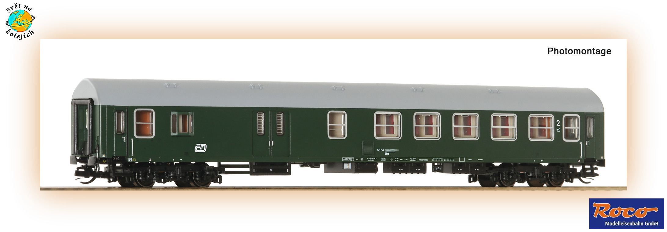 ROCO 6280070 TT - OSOBNÍ VŮZ 2.třídy SE ZAVAZADLOVÝM ODDÍLEM typ Y/B-70 BDs, ČD