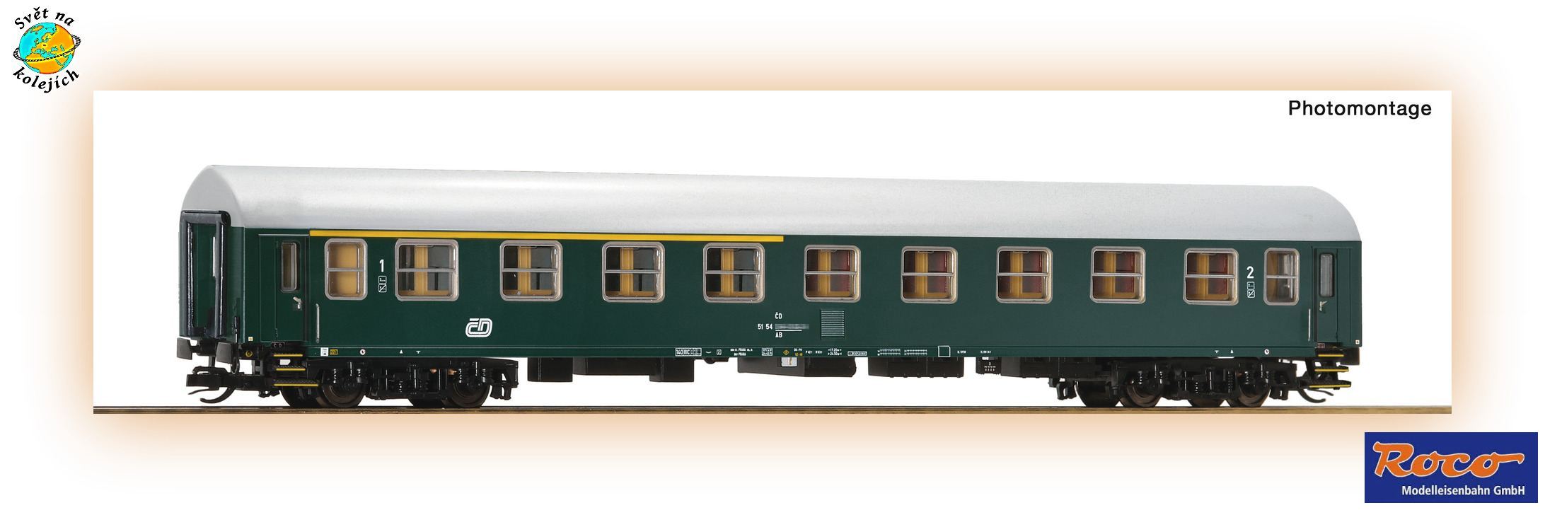 ROCO 6280067 TT - OSOBNÍ VŮZ 1./2.třídy typ Y/B-70 typ AB, ČD