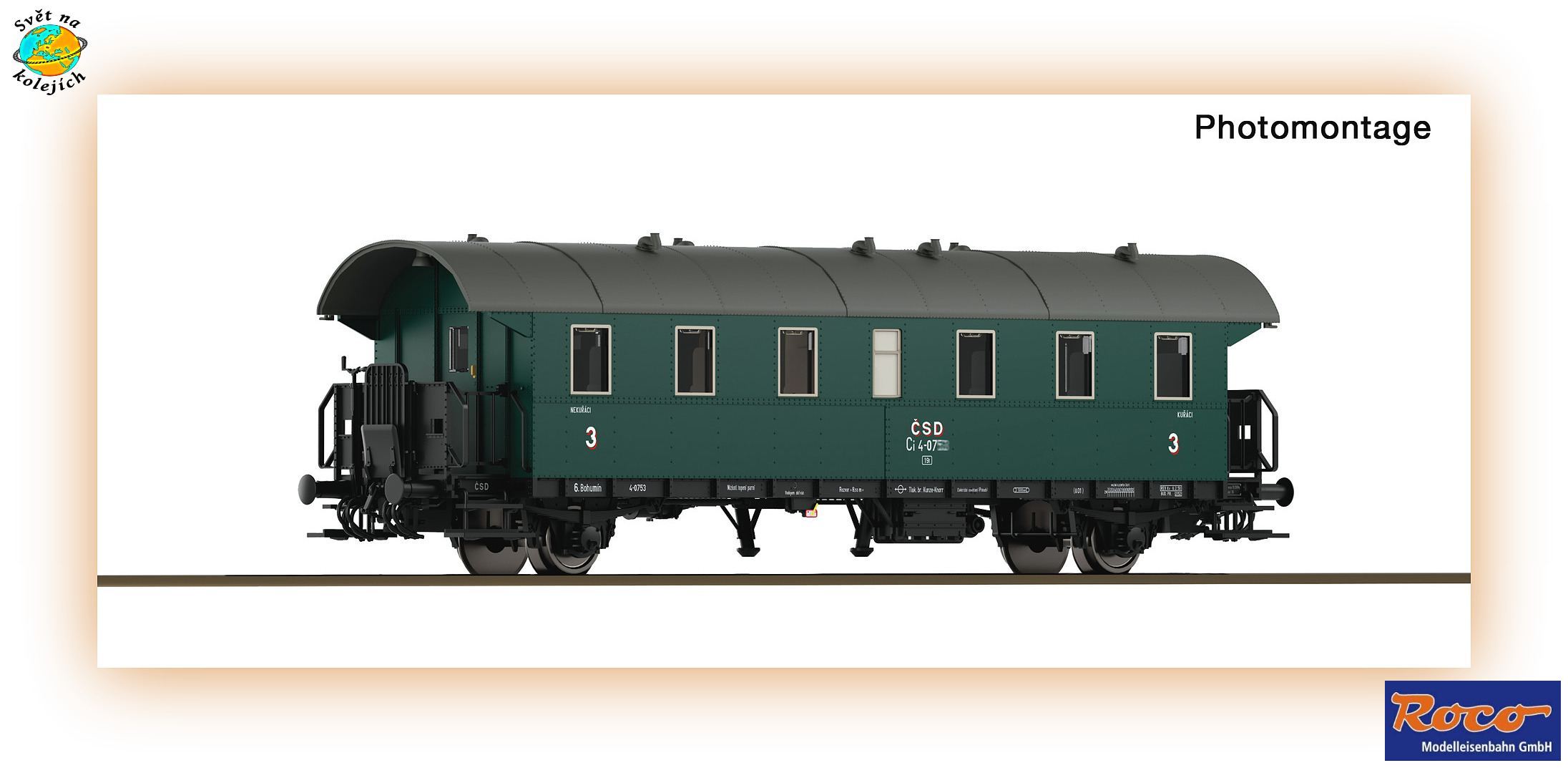ROCO 6280076 TT - OSOBNÍ VŮZ 3.třídy typu Ci, ČSD