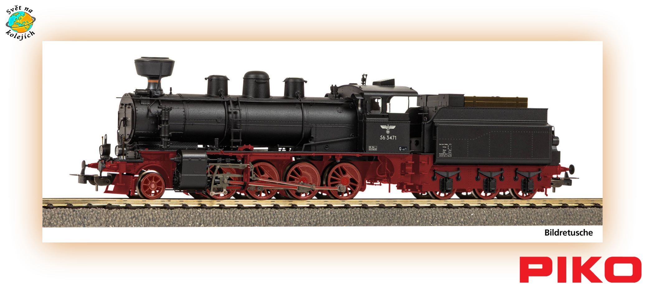 PIKO 55934 H0 - PARNÍ LOKOMOTIVA BR 56.34-35, DRB DIGITÁL ZVUK + SPŘÁHLO