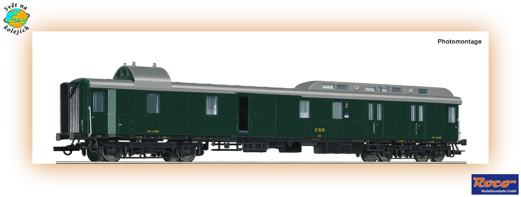 ROCO 6200286 H0 - POŠTOVNÍ A ZAVAZADLOVÝ VŮZ typu DFa, ČSD