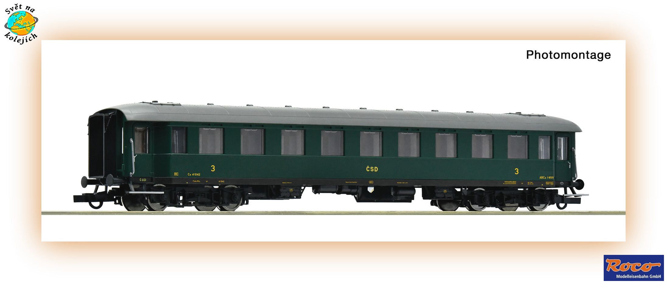 ROCO 6200284 H0 - RYCHLÍKOVÝ VŮZ 3. třída, typ Ca, ČSD