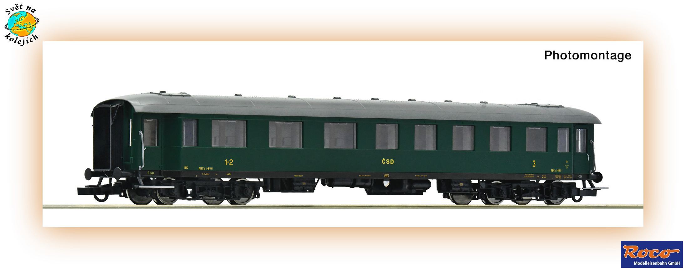 ROCO 6200283 H0 - RYCHLÍKOVÝ VŮZ 1./2./3. třídy typu ABCa, ČSD