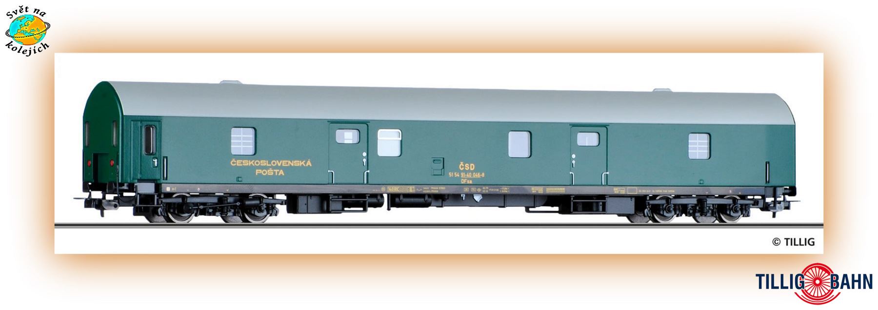 TILLIG 74923 H0 - POŠTOVNÍ VŮZ DFsa, ČSD