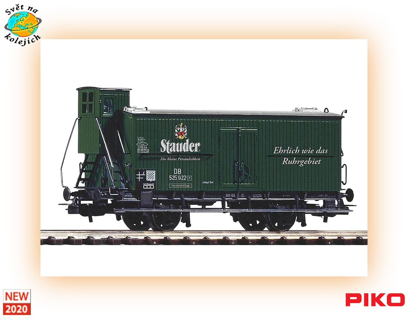 PIKO 54615 HO - PIVOVARNICKÝ VŮZ S BRZDAŘSKOU BUDKOU "Stauder", DB