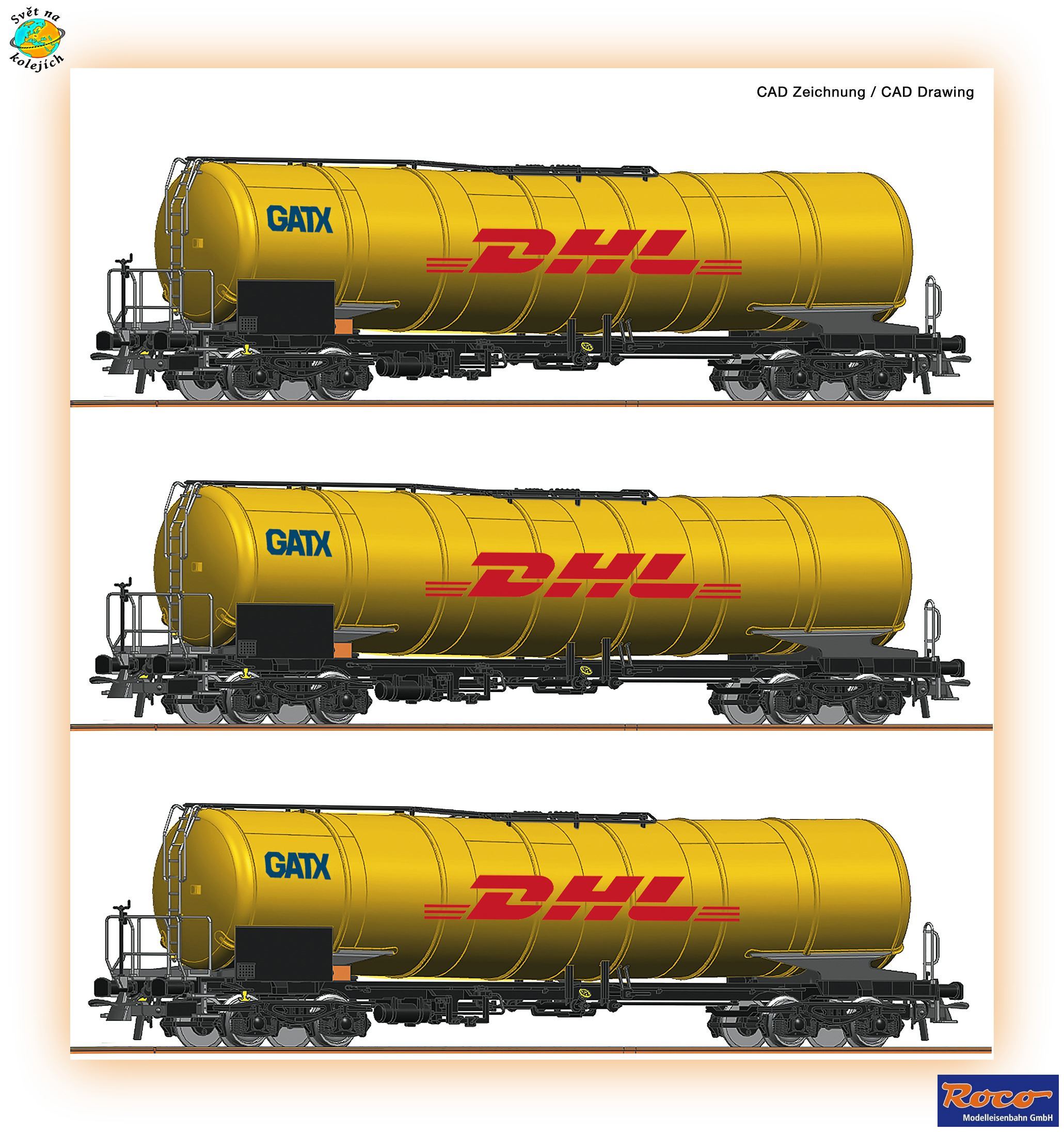 ROCO 76029 HO - SET CISTERNOVÝCH VOZŮ Zacns, GATX