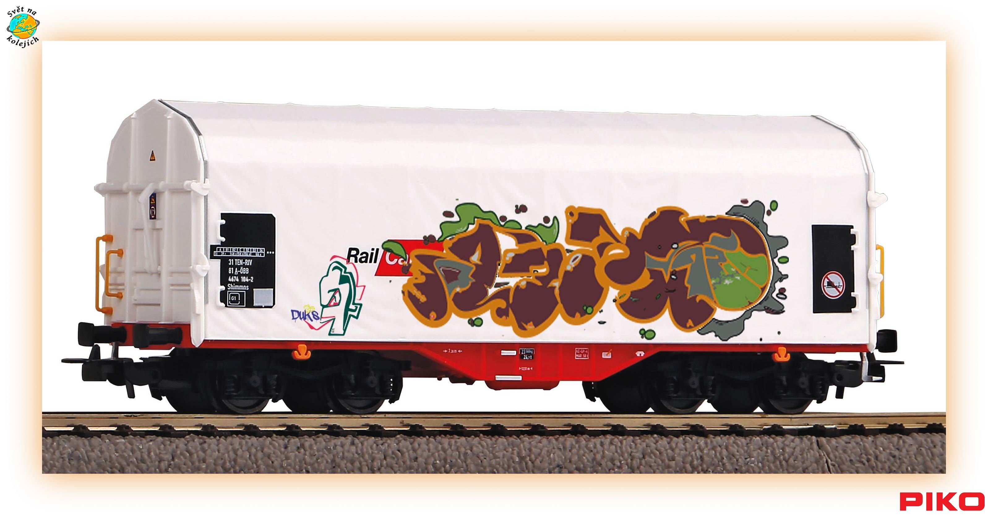 PIKO 58982 HO - NÁKLADNÍ VŮZ S GRAFFITI Shimmns, "RAIL CARGO AUSTRIA", ÖBB