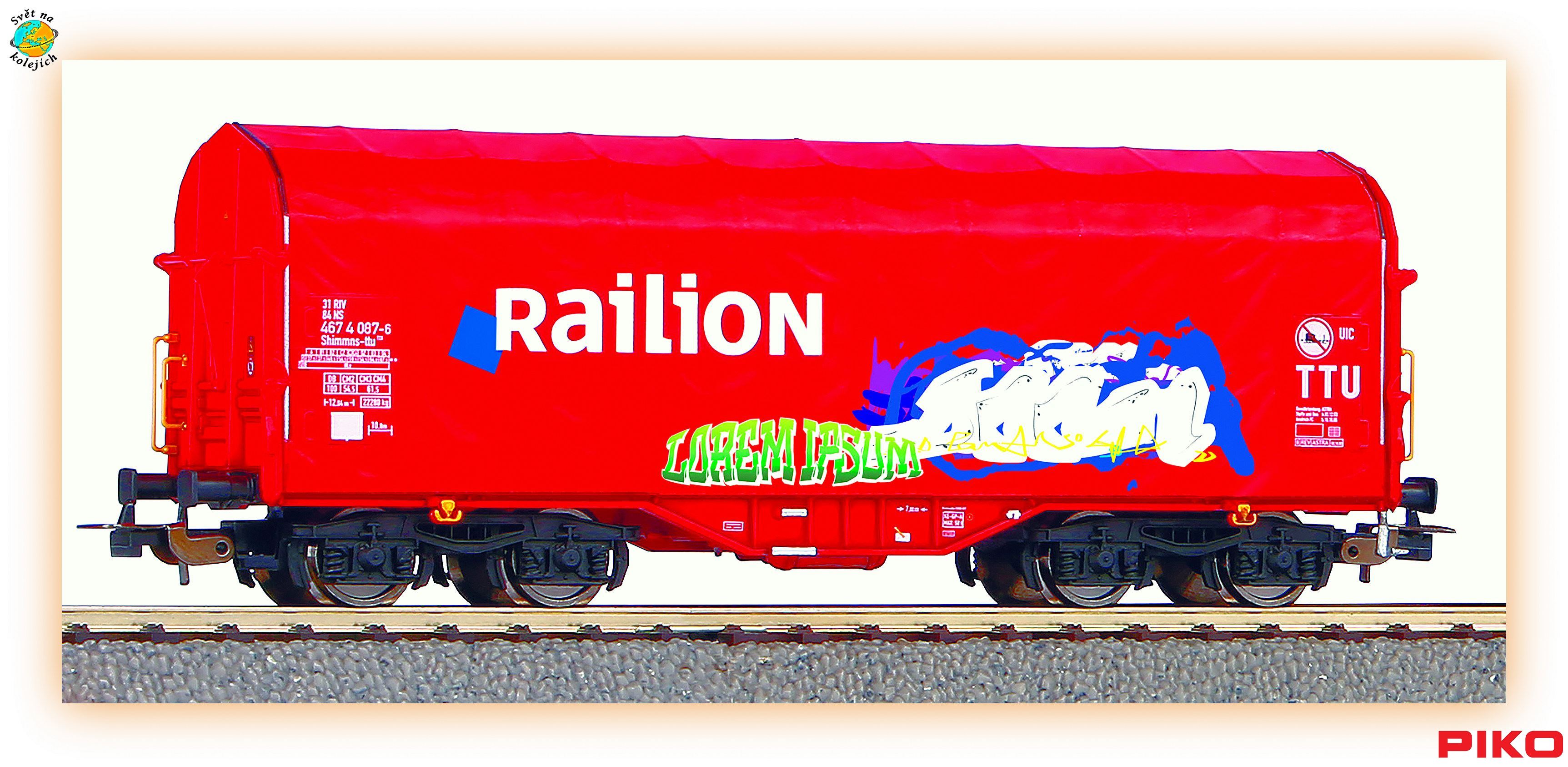 PIKO 58981 HO - NÁKLADNÍ VŮZ S GRAFFITI Shimmns, "Railion", NS